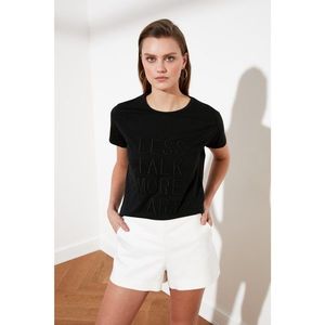 Trendyol Black Basic Knitted T-shirt vyobraziť