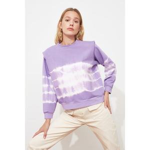 Trendyol Lila Vatka Batik Pattern Basic Knitted Sweatshirt vyobraziť
