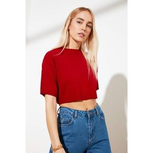 Trendyol Red Crop Knitwear Blouse vyobraziť