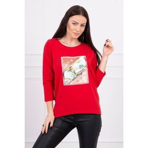 Blouse with graphics 3D Bird red vyobraziť