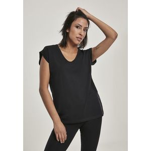 Dámske tričko Urban Classics Ladies Round V-Neck Extended Shoulder Tee black Pohlavie: dámske, Velikost: M vyobraziť