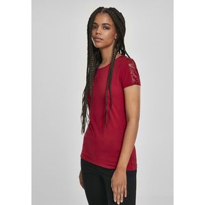 Dámske tričko Urban Classics Ladies Lace Shoulder Striped burgundy Pohlavie: dámske, Velikost: S vyobraziť