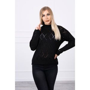 Sweater high neck with diamond pattern black vyobraziť