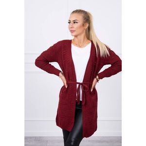 Thin narrow sweater with a tied burgundy stripe vyobraziť