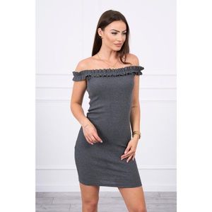 Off-the-shoulder dress with frills graphite vyobraziť