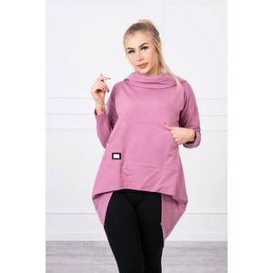 Sweatshirt with long back and hood dark pink vyobraziť