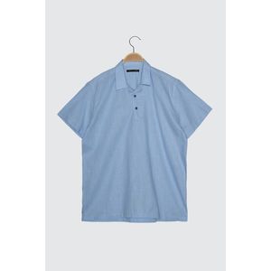 Trendyol Blue Men's Regular Fit Shirt Collar Short Sleeve Half-Pat Shirt vyobraziť