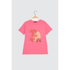 Trendyol Pink Printed Basic Knitted T-Shirt vyobraziť