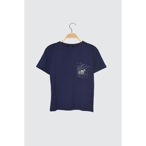 Trendyol Navy blue Boyfriend knitted T-shirt vyobraziť