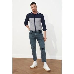 Trendyol Slim Crop Jeans with Black Male Destroy vyobraziť