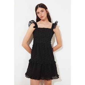 Trendyol Black Square Collar Textured Fabric Dress vyobraziť