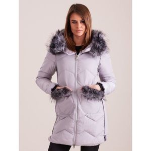 Women´s winter jacket with fur, gray vyobraziť