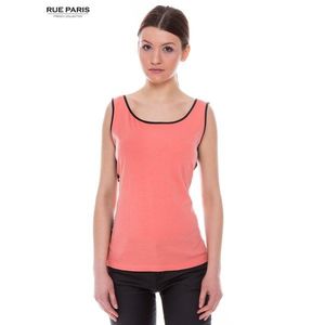 Elegant coral top with lace insert on the sides by Rue Paris vyobraziť