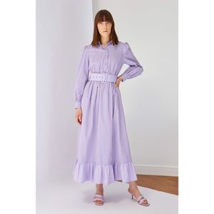 Trendyol Lilac Shirt Collar Checkered Dress vyobraziť