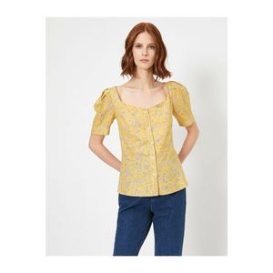 Koton Women's Yellow Floral Pattern Linen Shirt vyobraziť