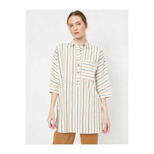 Koton Women Ecru Striped Shirt vyobraziť