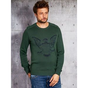 Men´s sweater with a dark green emblem vyobraziť