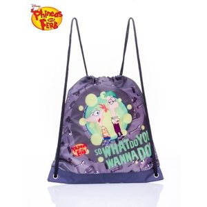 Gray sack backpack with Phineas and Ferb motif vyobraziť