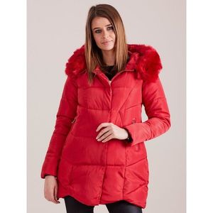 Red hooded winter jacket vyobraziť