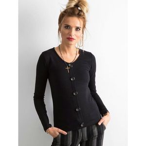 Ribbed blouse with buttons black vyobraziť