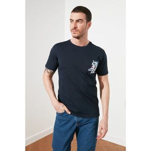 Trendyol Navy Blue Men's Short Sleeve Regular Fit Printed T-Shirt vyobraziť