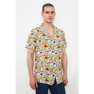 Trendyol Multi Color Men's Regular Fit Flannel Collar Short Sleeve Slogan Shirt vyobraziť