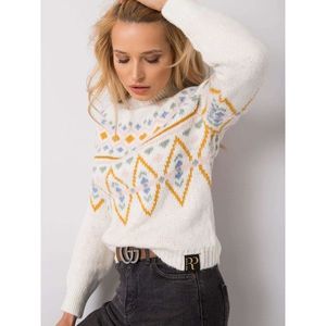 RUE PARIS Ecru sweater with a pattern vyobraziť