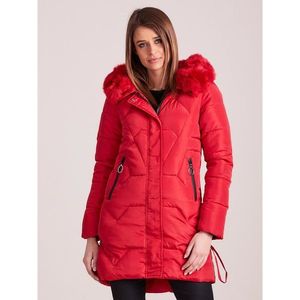 Red women´s quilted winter jacket vyobraziť