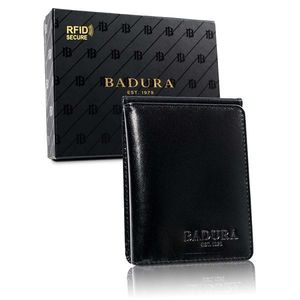 BADURA Small black leather wallet vyobraziť