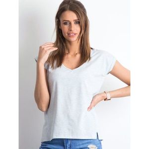 V-neck cotton t-shirt in light blue color vyobraziť