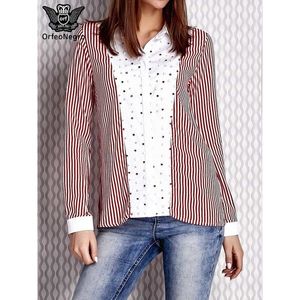 Coral striped shirt with an application vyobraziť