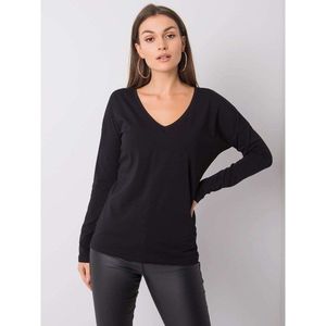 Black cotton blouse with long sleeves vyobraziť