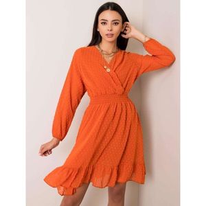 RUE PARIS Orange women´s dress with a frill vyobraziť