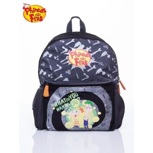 Gray school backpack with Phineas and Ferb theme vyobraziť