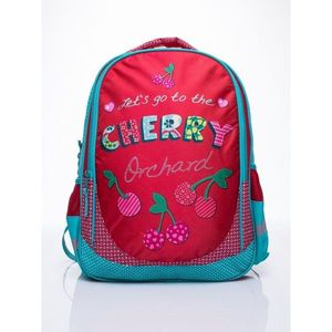 Red school backpack with a fruit motif vyobraziť