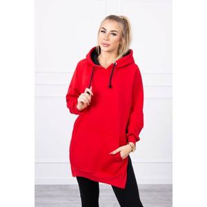 Two-color hooded dress red vyobraziť