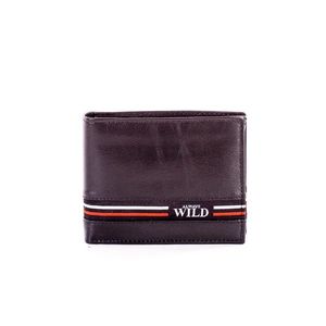 Men´s black leather wallet with a material insert vyobraziť