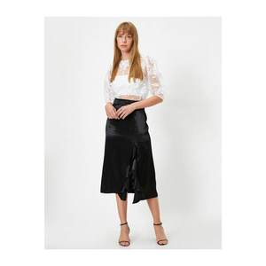 Koton Midi Skirt With High Waist Slit with Female Black Flywheel vyobraziť