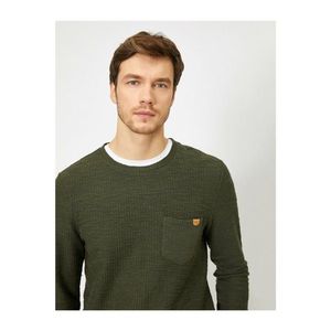 Koton Slim Fit Sweater with Men's Green Bike Collar Pocket vyobraziť
