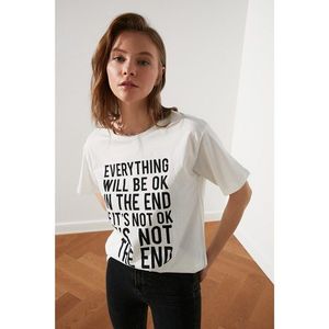 Trendyol Excru Printed Boyfriend Knitted T-Shirt vyobraziť