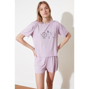 Trendyol Lilac Printed Knitted Pyjama Set vyobraziť