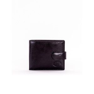 Men´s black leather wallet with a snap closure vyobraziť