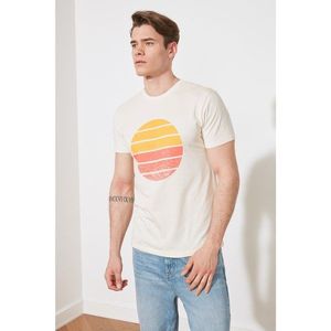 Trendyol Stone Men's Regular Fit Bike Collar Short Sleeve Printed T-Shirt vyobraziť