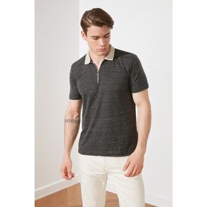 Trendyol Anthracite Men's Regular Fit Short Sleeve Zip Polo Neck T-shirt vyobraziť