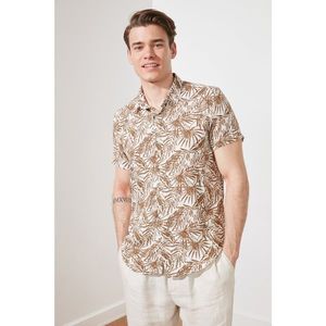 Trendyol Brown Men's Regular Fit Shirt Collar Short Sleeve Tropical Shirt vyobraziť