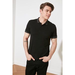 Trendyol Black Men's Short Sleeve Slim Fit Textured Polo Neck T-shirt vyobraziť