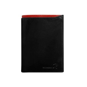 Black men´s wallet without a clasp in leather with a red trim vyobraziť