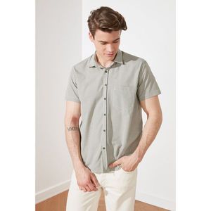 Trendyol Khaki Men's Regular Fit Buttoned Collar Short Sleeve Squared Shirt vyobraziť