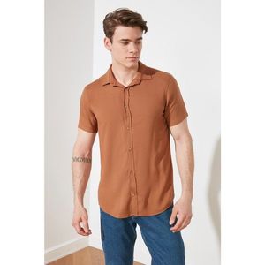 Trendyol Camel Men's Regular Fit Shirt Collar Short Sleeve Fish shirt vyobraziť