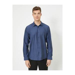 Koton Men's Navy Classic Collar Long Sleeve Slim Fit Smart Shirt vyobraziť